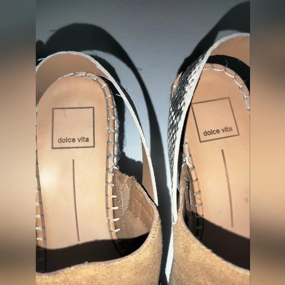 Dolce Vita (Size 8.5) Camel Brown Suede Animal Print Strap Espadrille Sandals